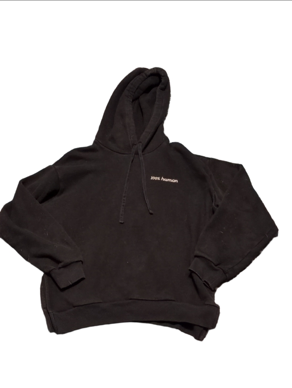Everlane 100% Human Black Hoodie With Side Slits Size Medium
